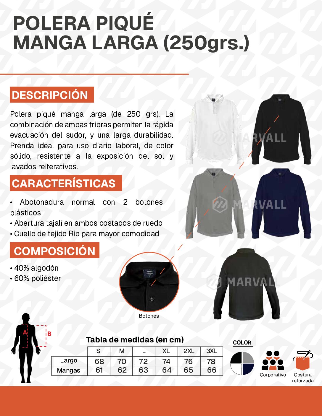 POLERA PIQUÉ MANGA LARGA (250grs.)