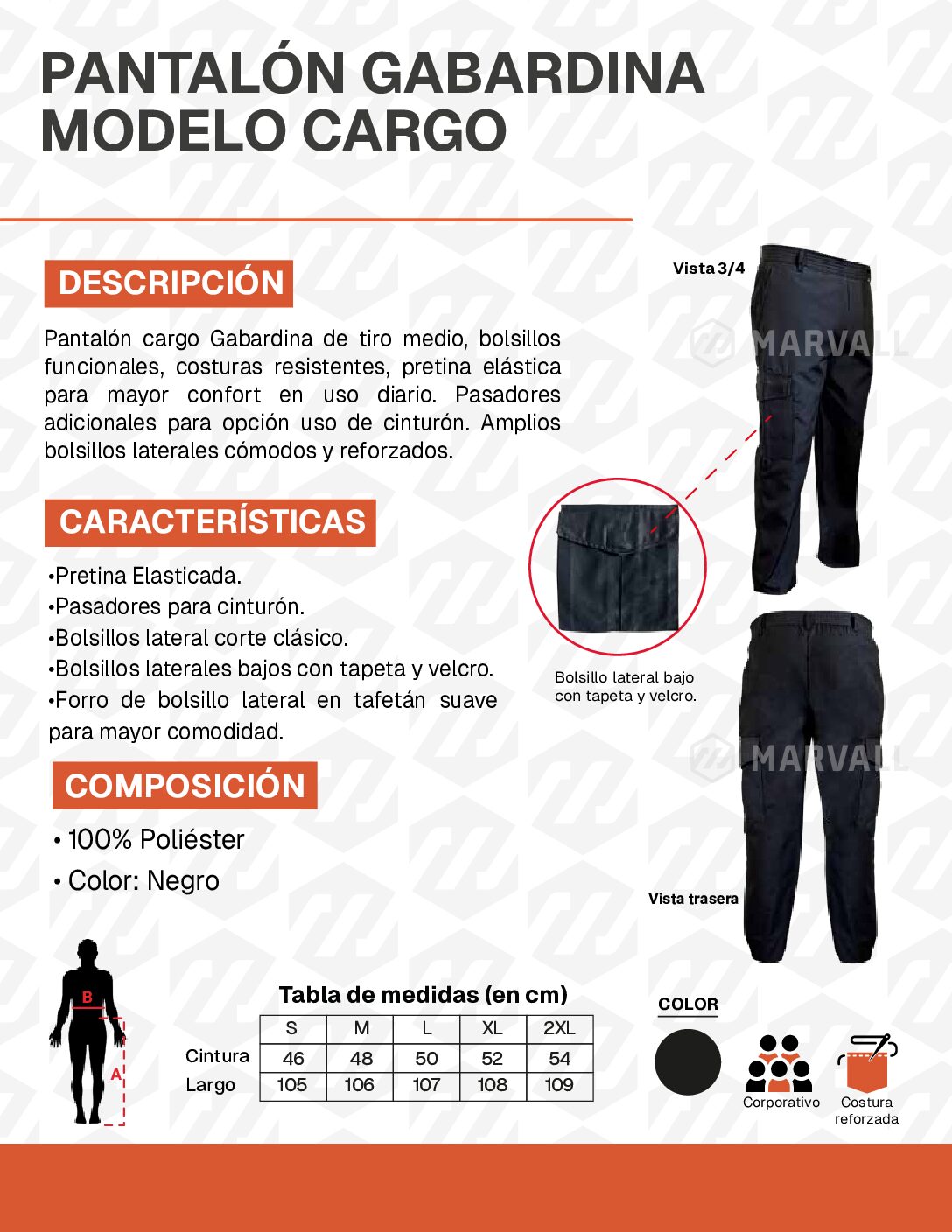 Pantalon Gabardina Cargo