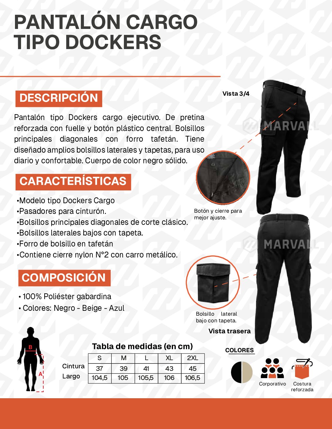 Pantalón cargo tipo dockers