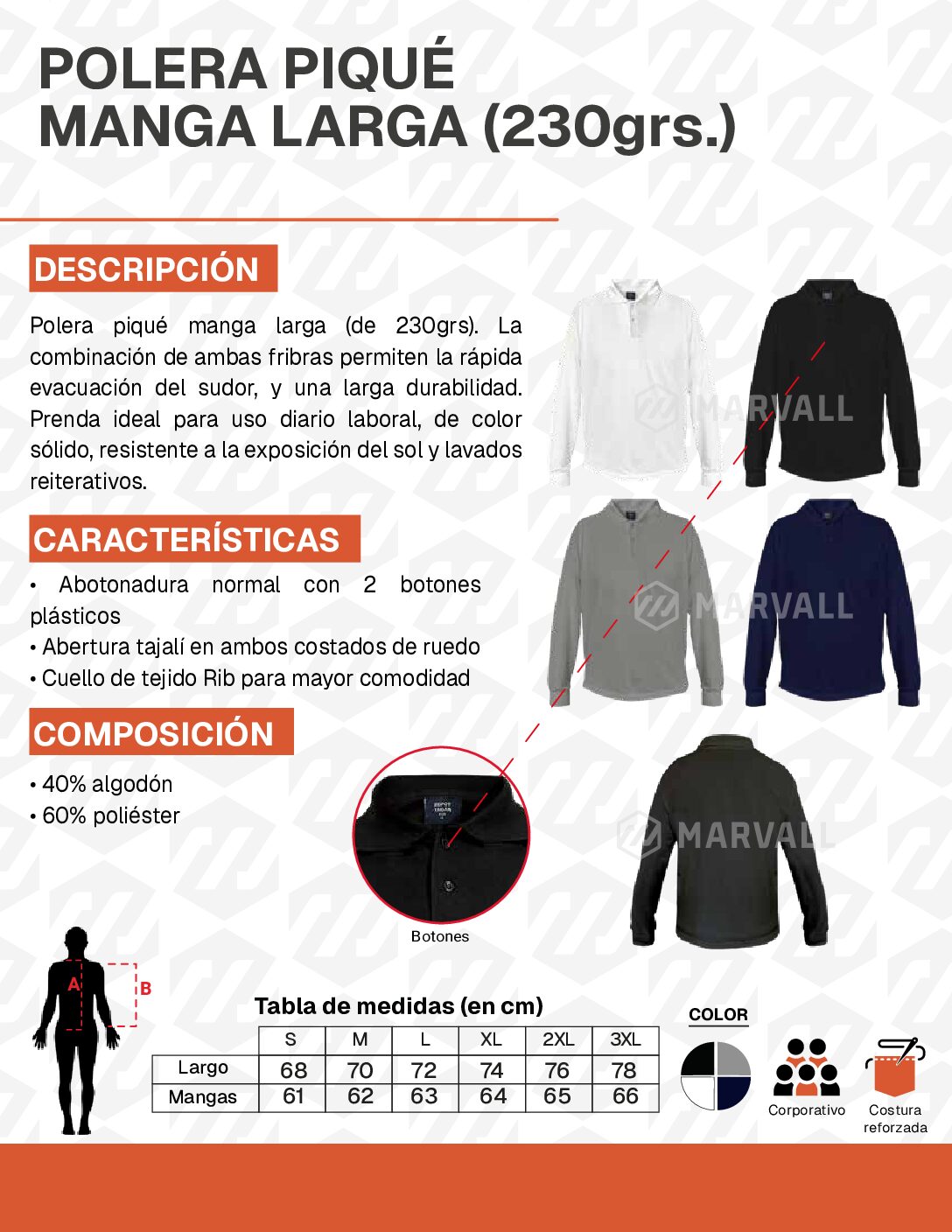 Pique manga larga 230